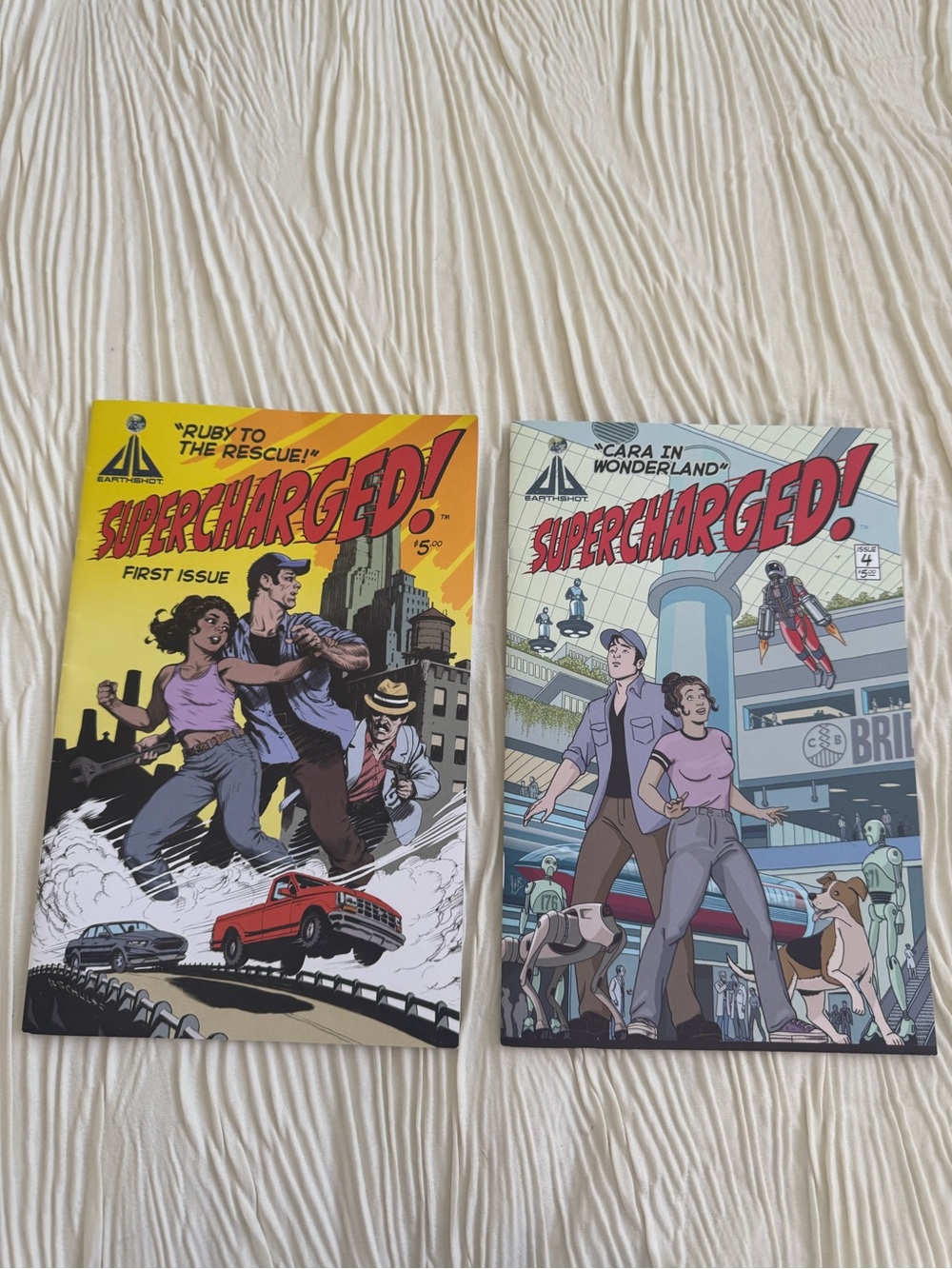 Supercharged! Comic Book Set - Yellow & Light Blue Covers